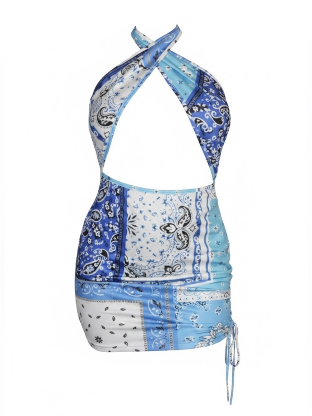 Blue Bandana Mini Dress